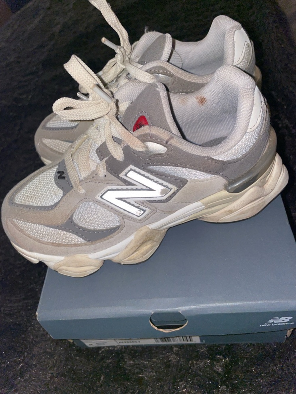 New Balance Gray & White Mesh-Suede Sneakers